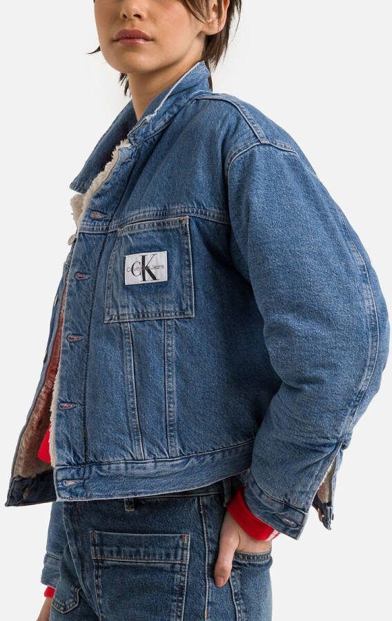 Calvin Klein Reversible sherpa spijkerjas met logo en borstzakken