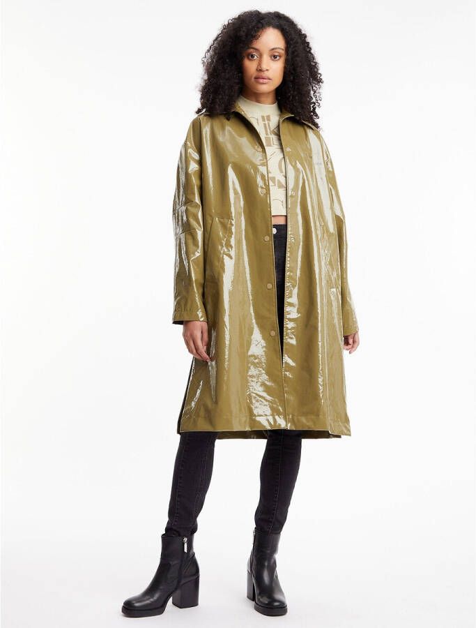 Calvin Klein Trenchcoat met steekzakken en glanzende finish
