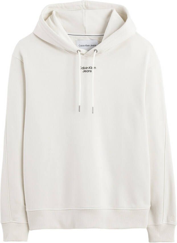 Calvin klein Gestapelde logo hoodie J30J320604Ybi Jeans, Beige, Heren