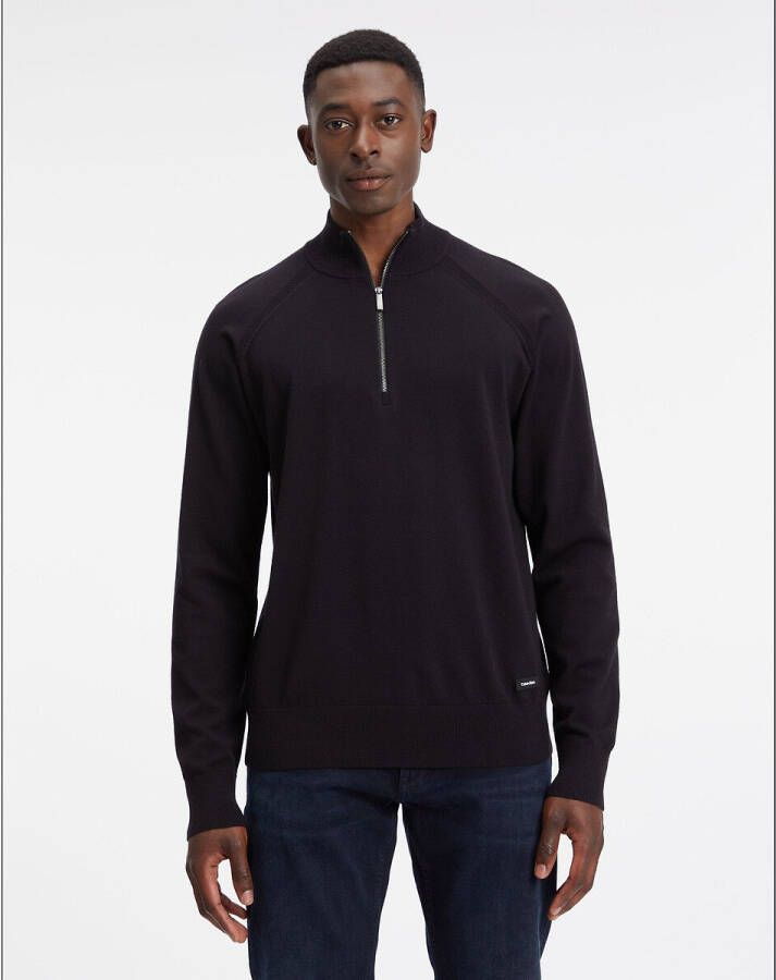 Calvin Klein Trui in tencel met opstaande kraag met rits