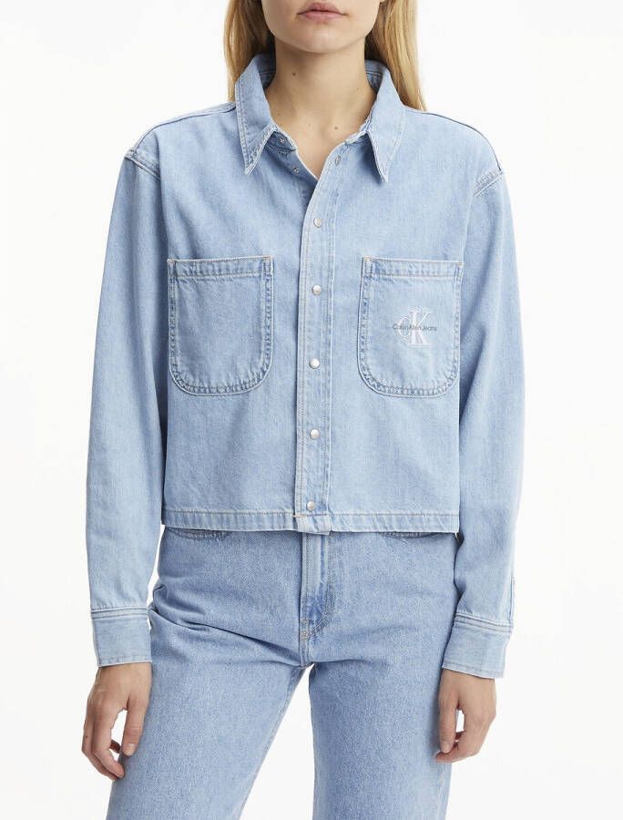 Calvin klein Wijd, kort jeanshemd, lange mouwen