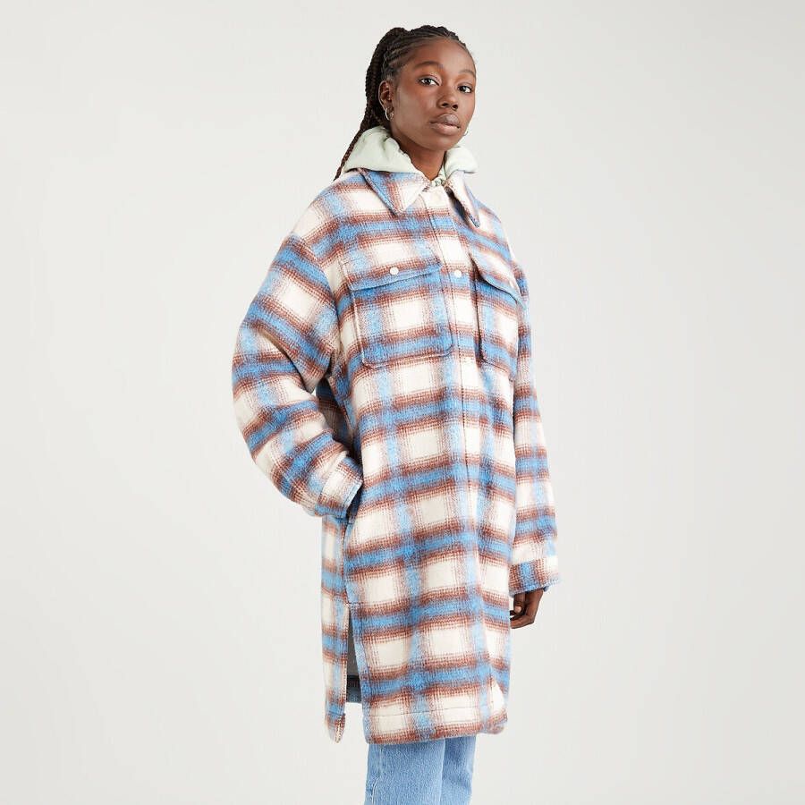 Levi's geruite shacket SELMA SHIRT JACKET met wol ecru/blauw