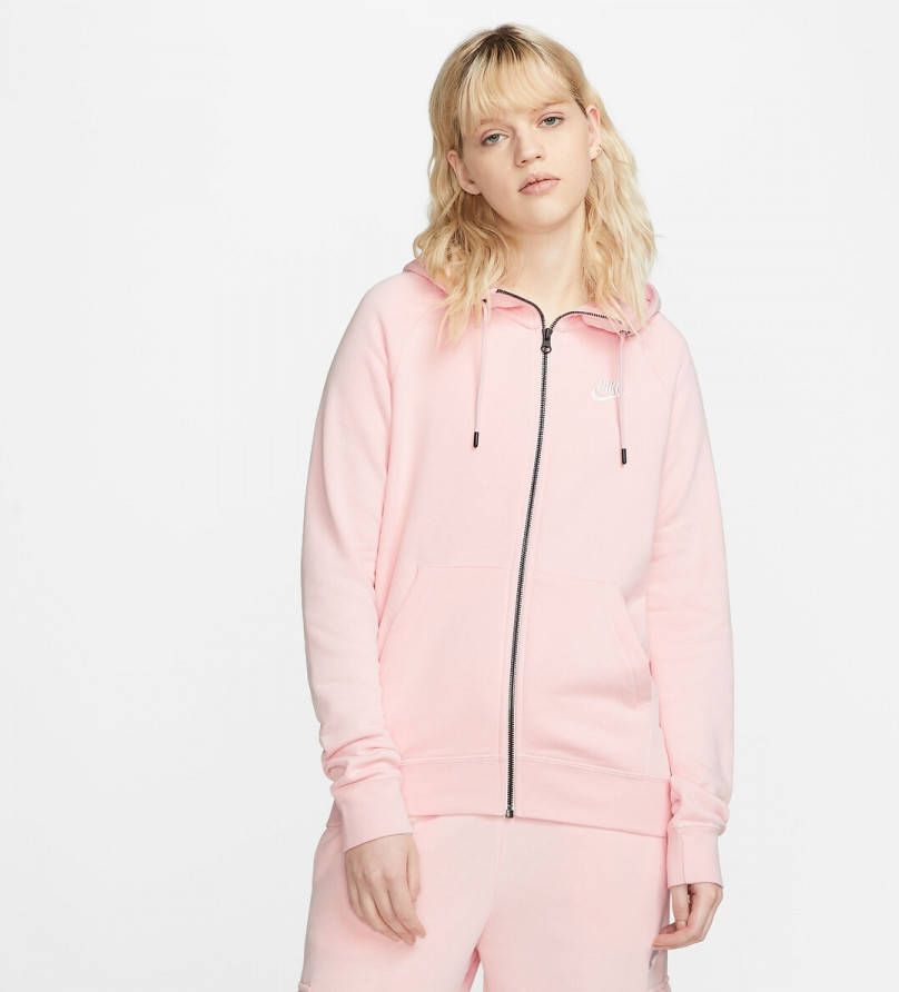 Nike Sportswear Essential Fleecehoodie met rits voor dames Roze