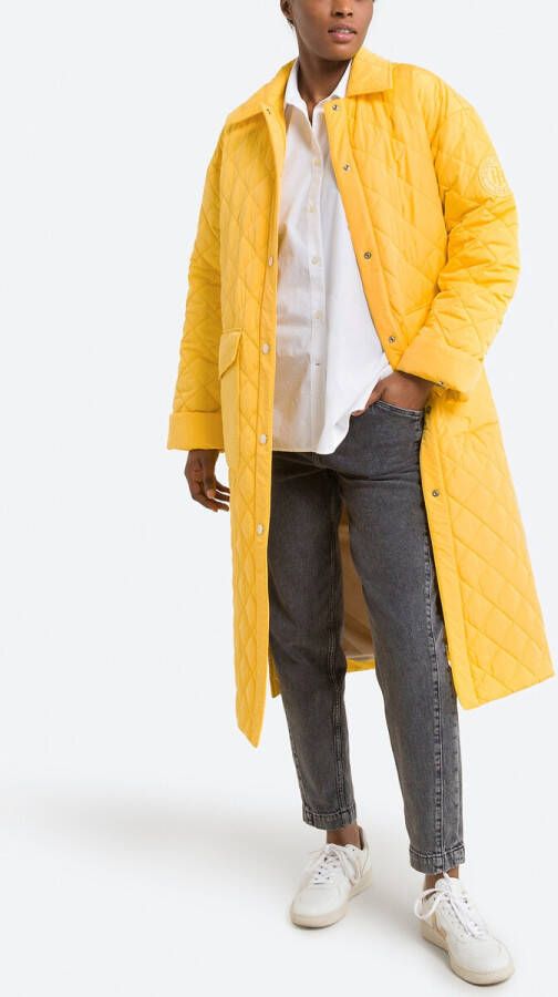 Tommy Hilfiger Gewatteerde jas QUILTED SORONA LONG SHACKET met grote opgestikte klepzakken