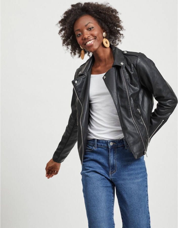 Vila Leren en Suède Jassen Zwart Dames