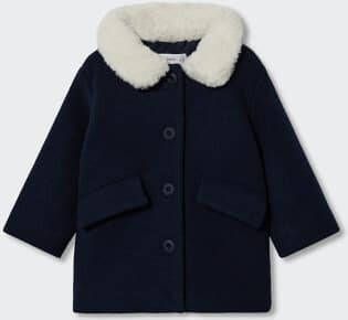 MANGO BABY Wollen jas met bontkraag