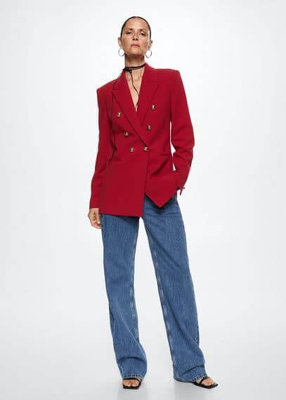 Mango Olivia double breasted blazer met sierknopen