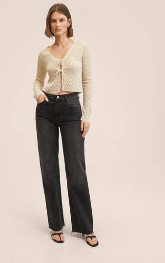 Mango gebreid vest met glitters ecru