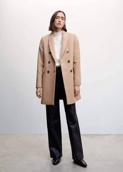 Mango Gekruiste wollen jas