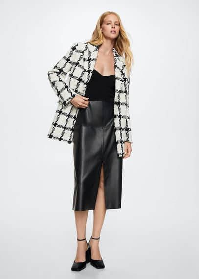 Mango Geruite tweed jas