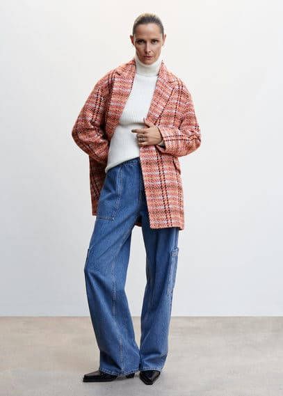 Mango Geruite tweed jas