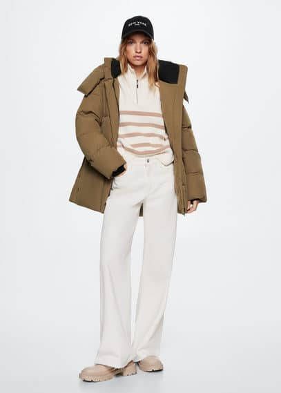 Mango Gewatteerde jas met afneembare capuchon