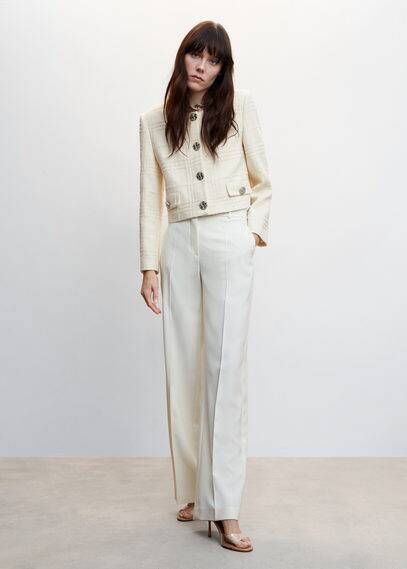 Mango Jasje met ruitjestextuur