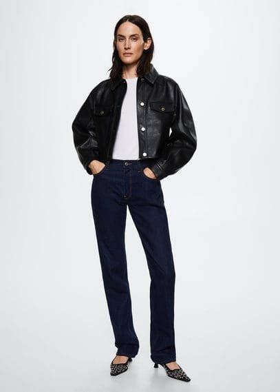 Mango Masha cropped jack van imitatieleer