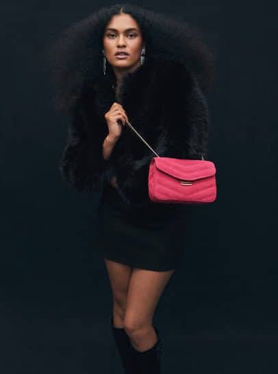 Mango Leren tas met klep