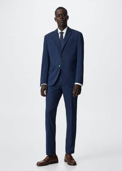 mango man Slim fit colbert met microstructuur