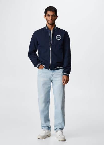 Mango Valencia baseball jack van biologisch katoen met logoborduring