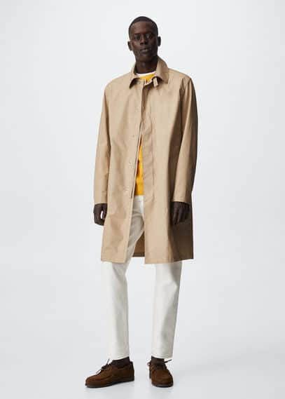 mango man Waterafstotende katoenen trenchcoat