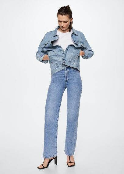 Mango Dafne oversized spijkerjas met steekzakken