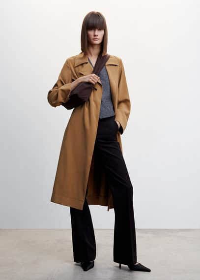 Mango Soepelvallende trenchcoat met revers
