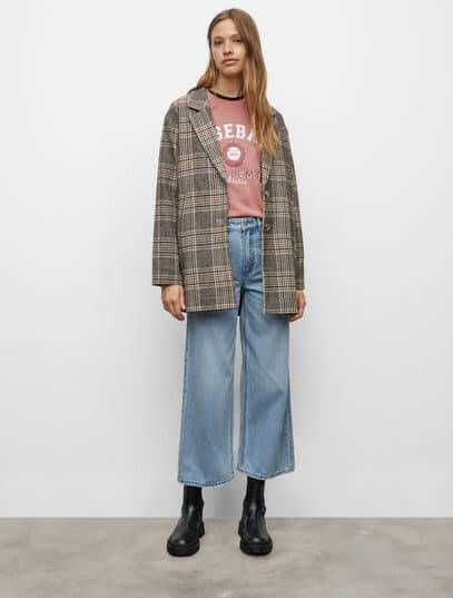 Mango Square blazer in wolblend met ruitdessin