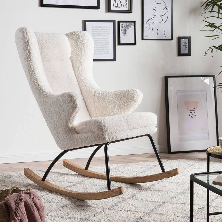 SalesFever Schommelstoel Bekleding in imitatiebont look