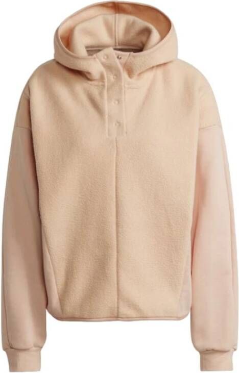 Adidas Essentials Golden Logo Sherpa Hoodie Halo Blush/Gold Metallic Dames