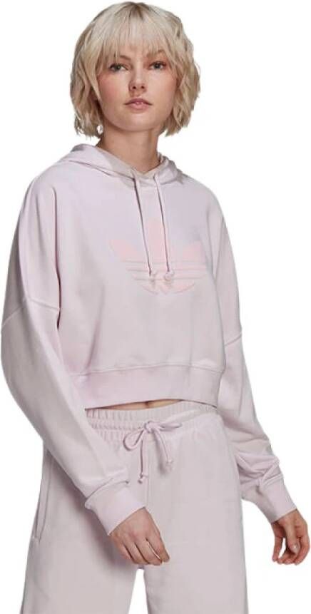 adidas Originals Dames, Sweatshirt bijgesneden hoodie Hu1608 , Roze, Dames
