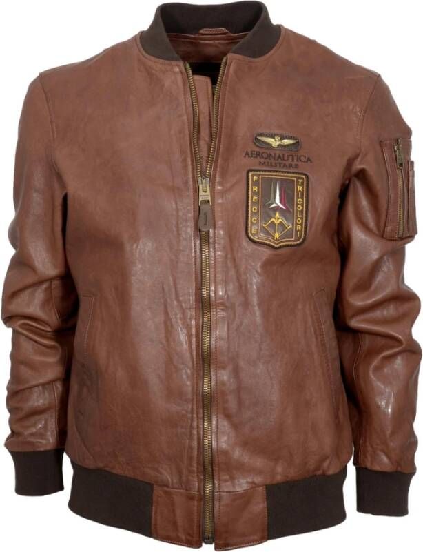 aeronautica militare Leren Jassen Bruin Heren