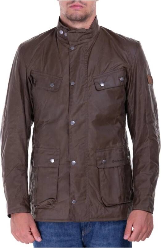 Barbour Wax Coated Zipped Jacket , Bruin, Heren