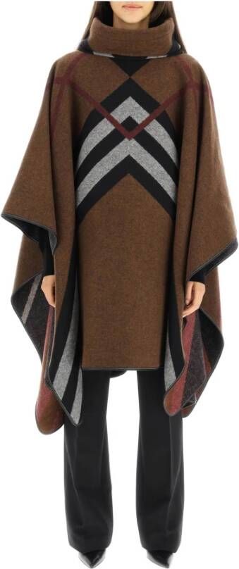 Burberry Wootton cashmere poncho , Bruin, Dames