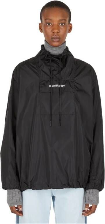 Burberry Trechterhals logo jas , Zwart, Dames