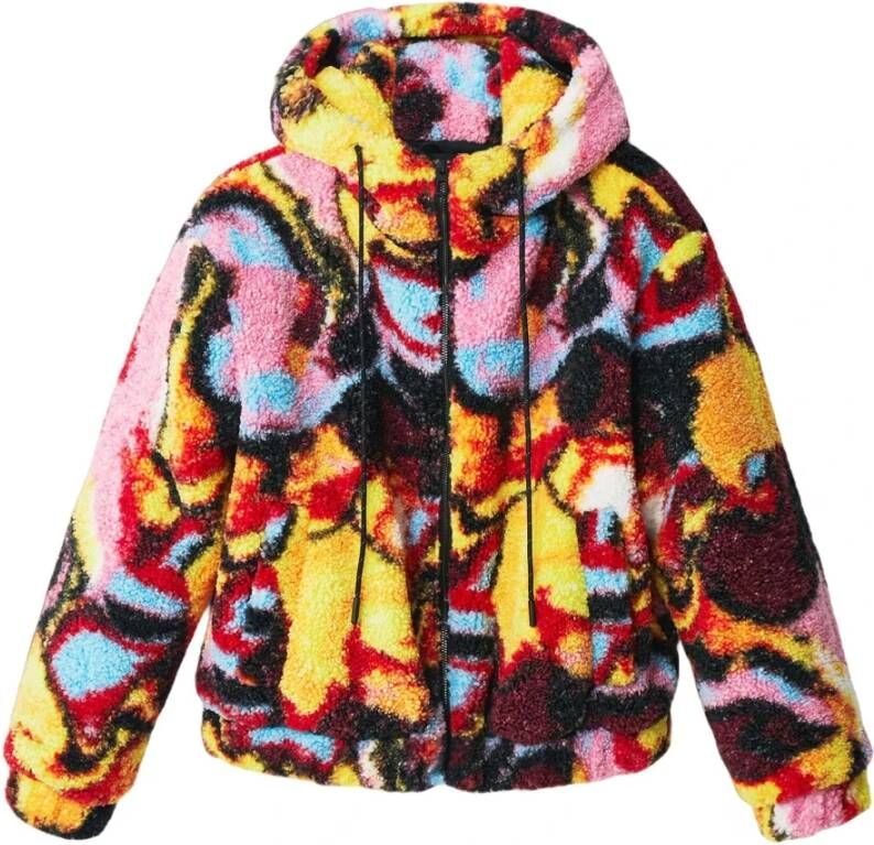 Desigual Jas met kunstmatige shearling en digitale print , Oranje, Dames