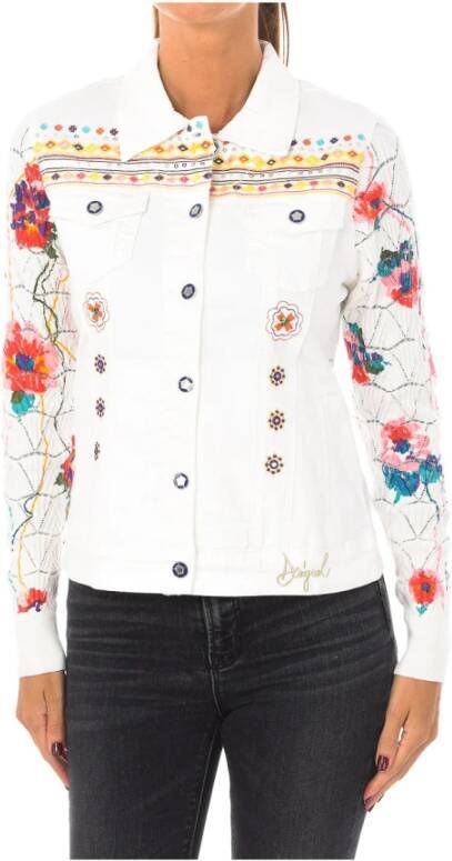 Desigual spijkerjasje met gebreide mouwen ecru