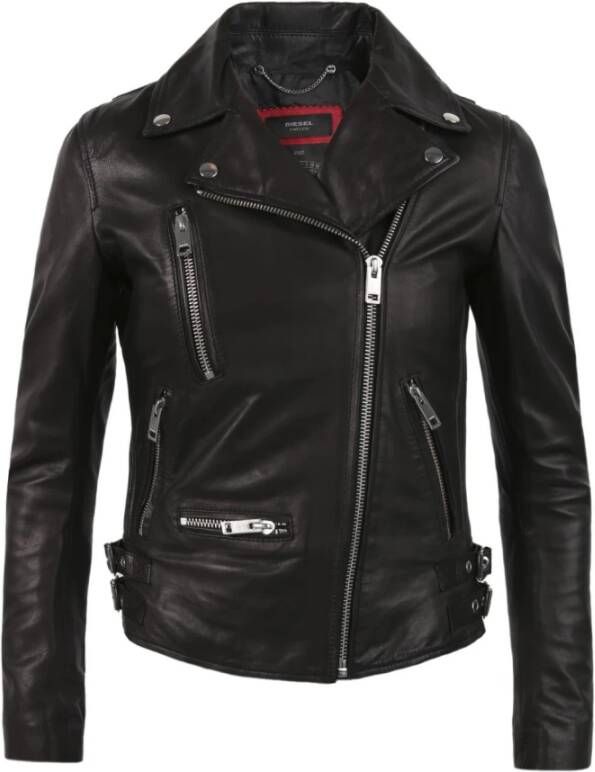 Diesel Leren en Suède Jassen Zwart Dames