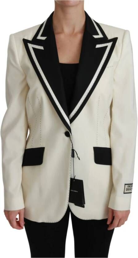 Dolce & Gabbana Silk Slim Fit Blazer Jacket , Wit, Dames