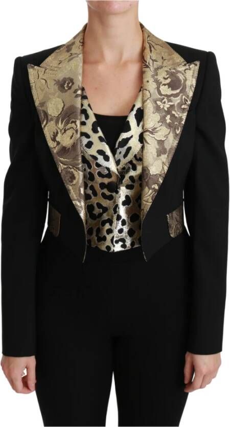 Dolce & Gabbana Jacquard Vest Blazer jas wollen jas , Zwart, Dames