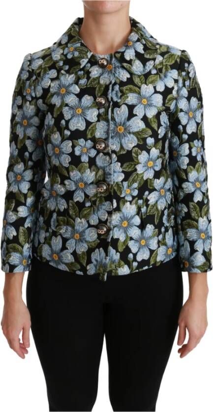 Dolce & Gabbana Bloemenblazer jas polyester jas , Zwart, Dames