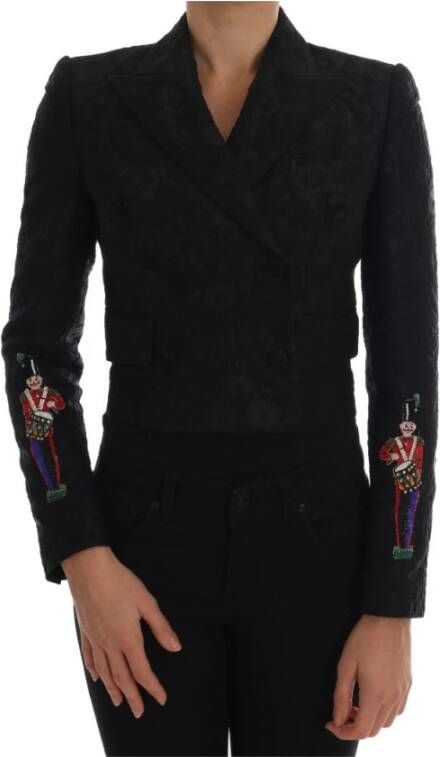 Dolce & Gabbana Black Brocade Blazer Jacket , Zwart, Dames
