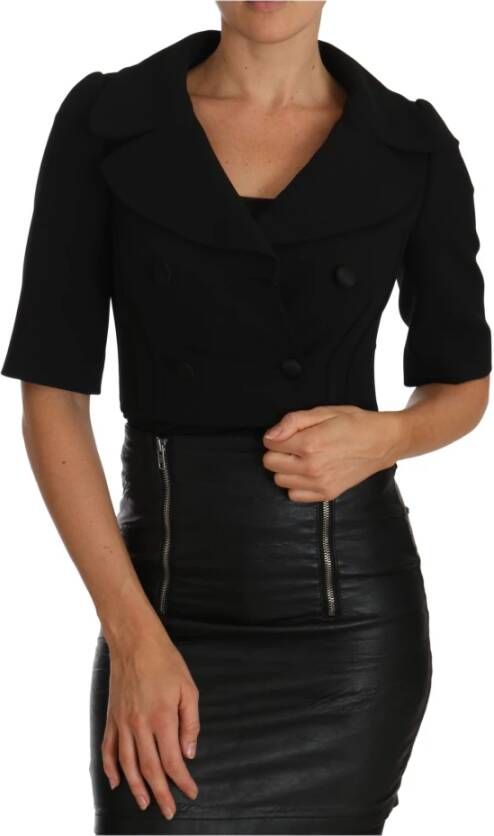 Dolce & Gabbana Kort gepaste wol bijgesneden jas , Zwart, Dames