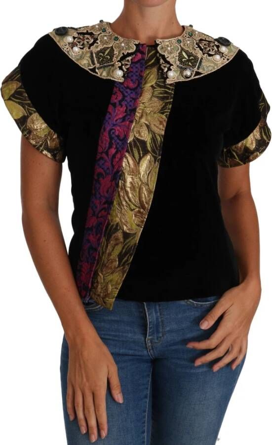 Dolce & Gabbana Verfraaid Jaquard Velvet Jacket , Zwart, Dames