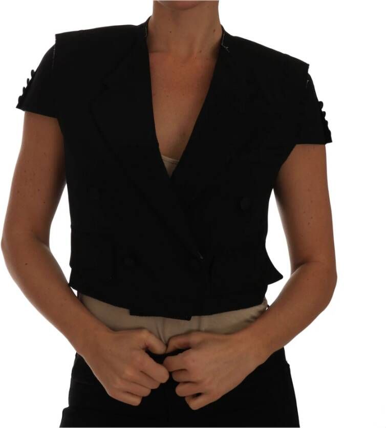 Dolce & Gabbana Short Croped Blazer Jacket , Zwart, Dames