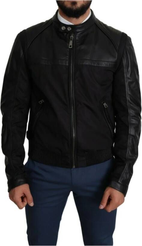 Dolce & Gabbana Nylon Full Zip Bomber Jacket , Zwart, Heren
