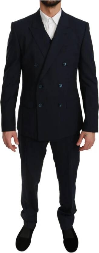 Dolce & Gabbana DG Blue Slim Fit 3 delige Martini Wool Suit , Blauw, Heren