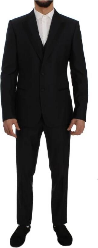Dolce & Gabbana Silk Wool Slim Fit 3 Piece Suit , Blauw, Heren