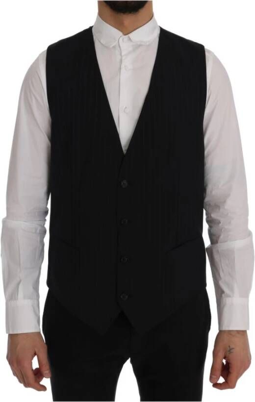 Dolce & Gabbana Blue Staff Wool Stretch Vest , Blauw, Dames