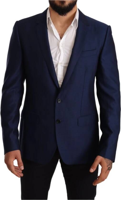 Dolce & Gabbana Wool Slim Fit Coat Martini Blazer , Blauw, Heren