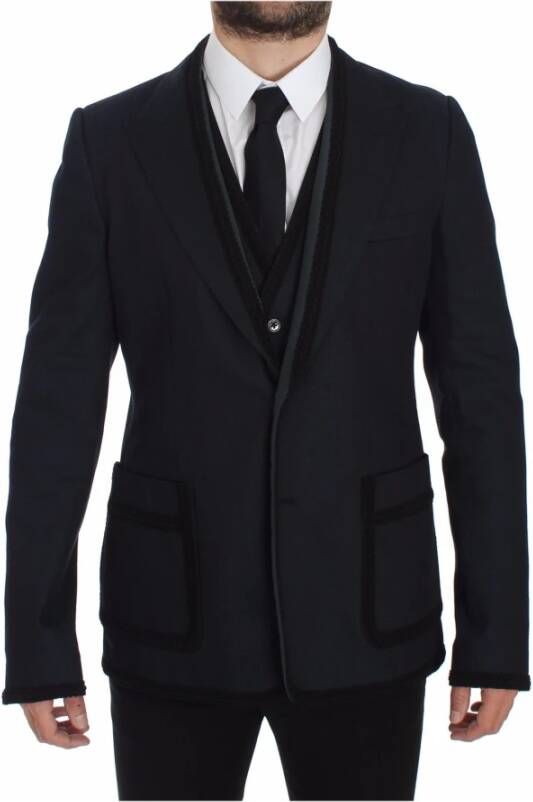 Dolce & Gabbana Torero Slim Fit Stretch Vest Blazer , Blauw, Heren