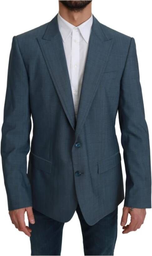 Dolce & Gabbana DG Blue Single Breasted Formal Wool Blazer , Blauw, Heren