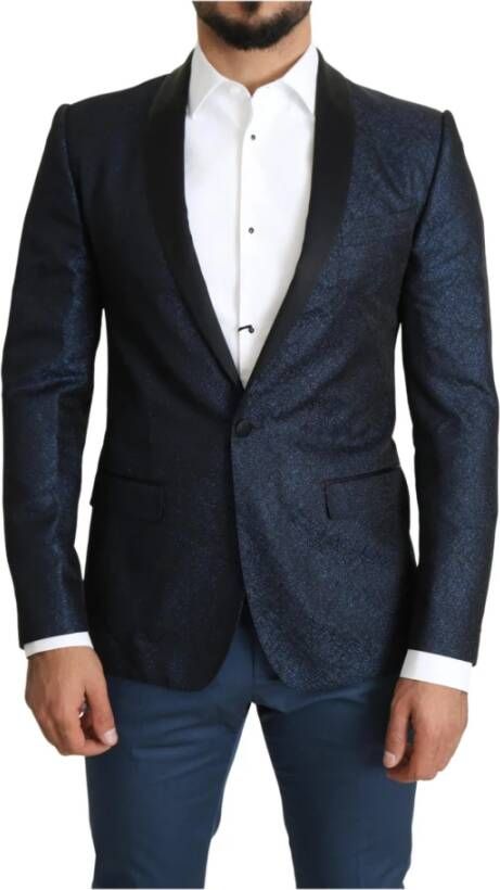 Dolce & Gabbana Blue Slim Fit Jacket Coat Martini Blazer , Blauw, Heren